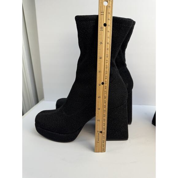 Abound Womens 7 Black Sparkle Fabric Zip Ankle Platform Block Heel Boot NWOT - Picture 12 of 13